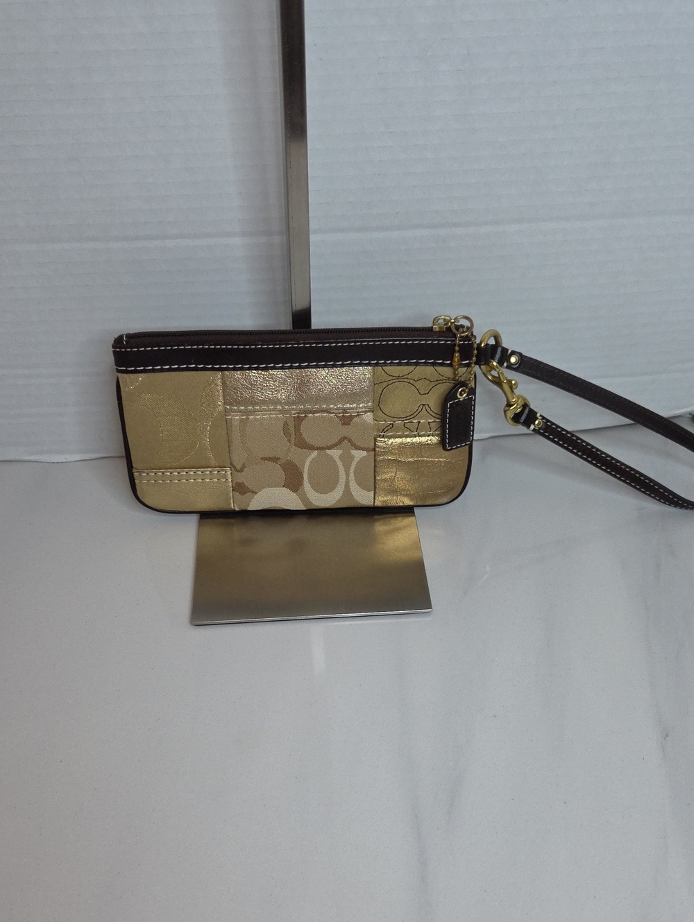 Coach Gold Patchwork Wristlet - Gold